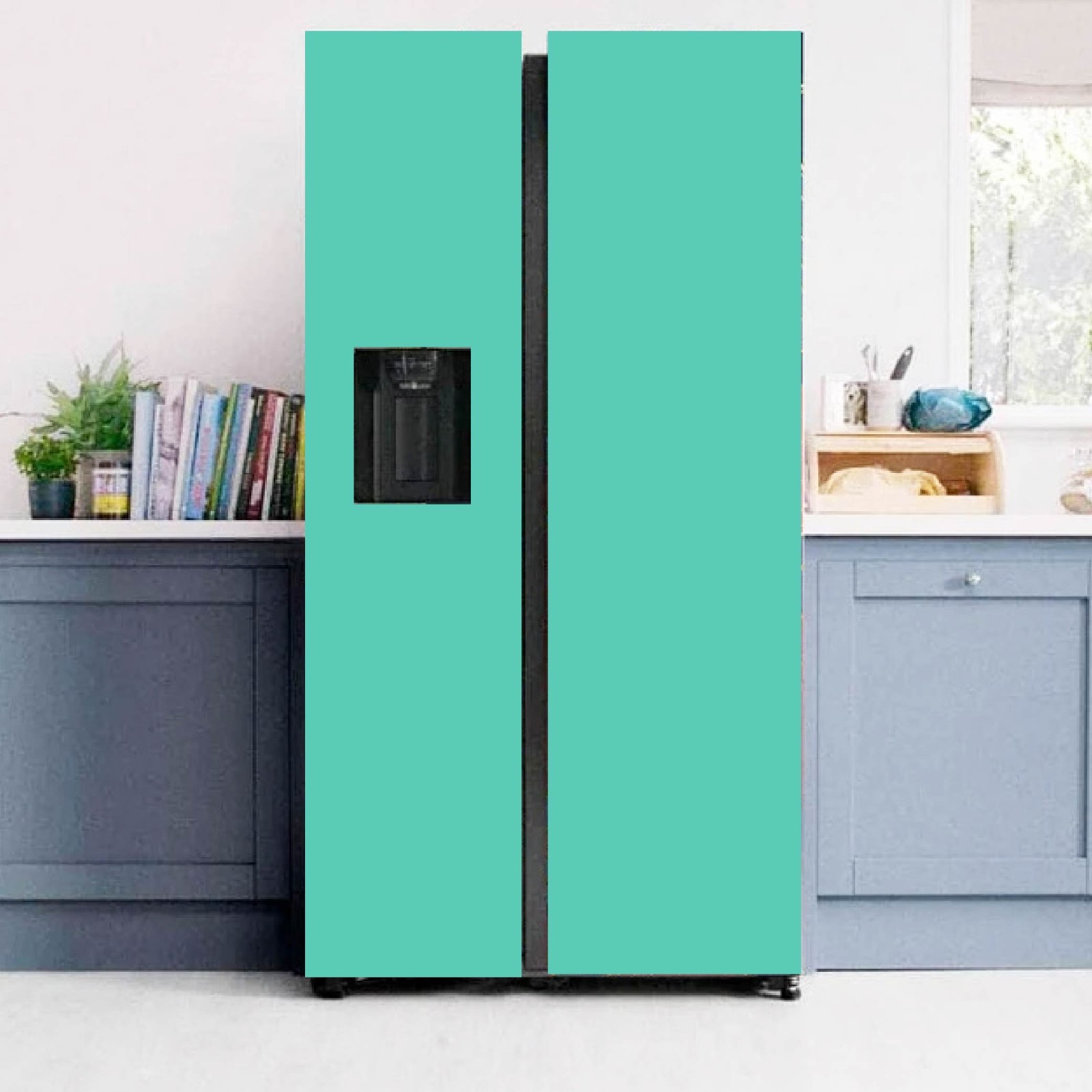 Mint Color Refrigerator Door Cover Solid Color Vinyl Wrap
