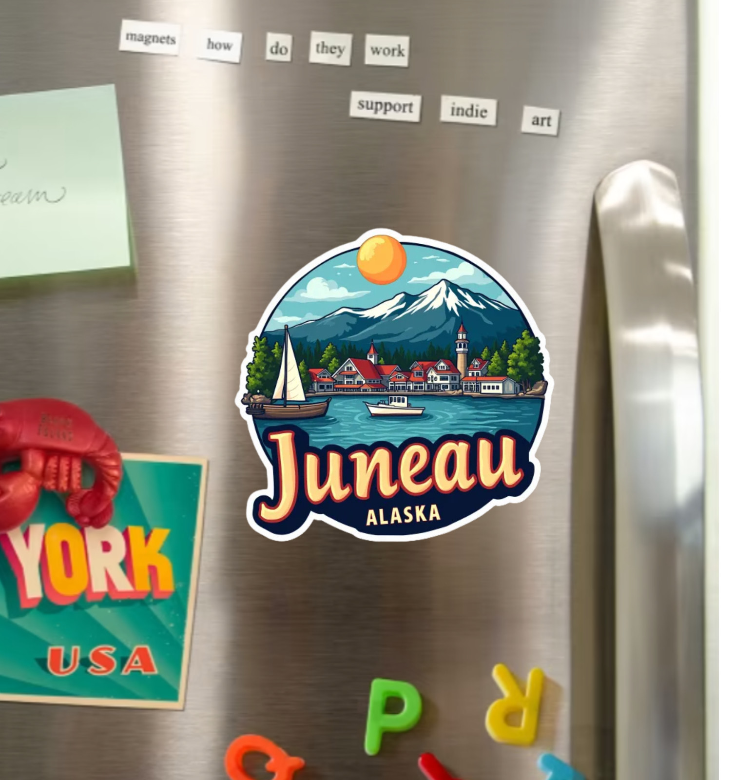 Juneau Alaska Fridge Magnet or Laptop Sticker