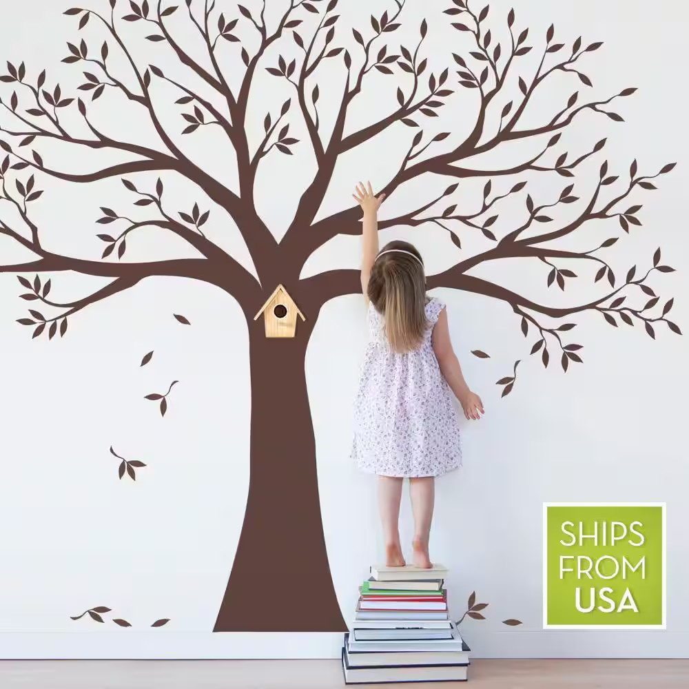 Family Tree Wall Decal Tree Wall Decal for Picture Frames in Chestnut Brown Stan