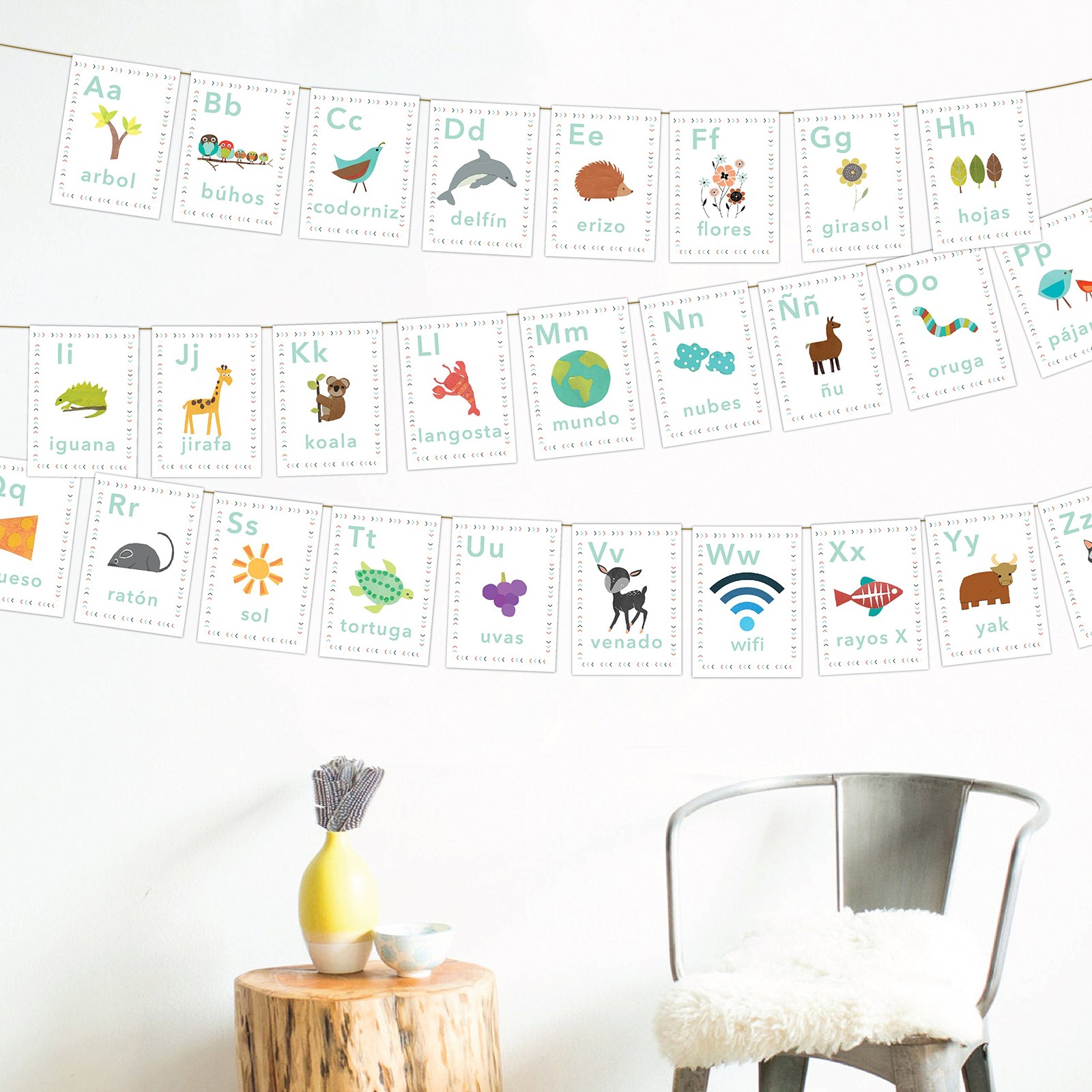 Spanish Alphabet 5×7 Wall Cards, Our World, Nature Themed, Kid's Wall Art, Nu…