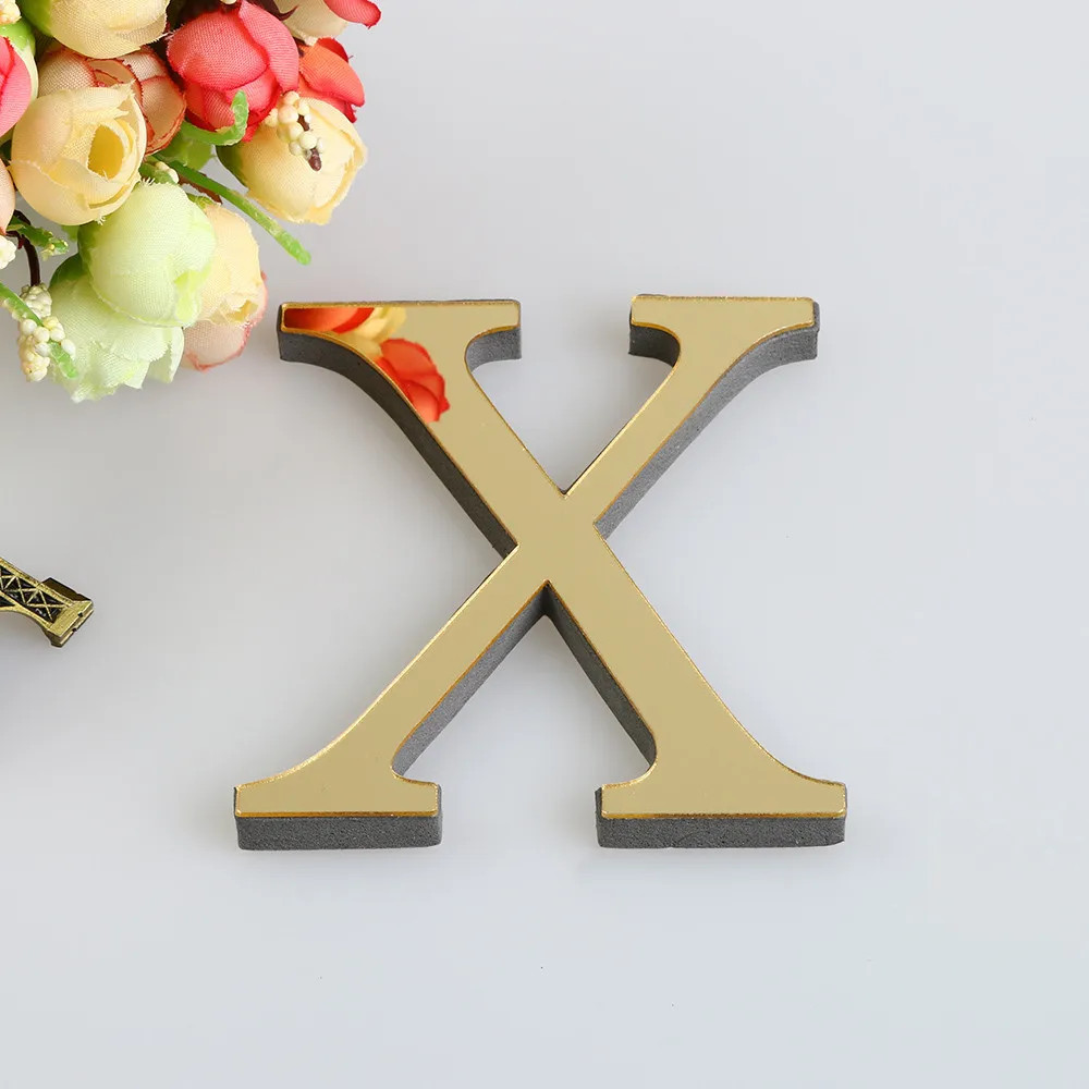 10CM 3D Mirror 26 Letters DIY Acrylic Wall Stickers for Logo Name Alphabet Weddi