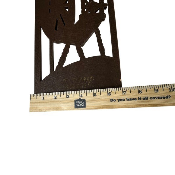 Vintage Durwood Products USA Wood Carving Spinning Wheel Wall Art Decor