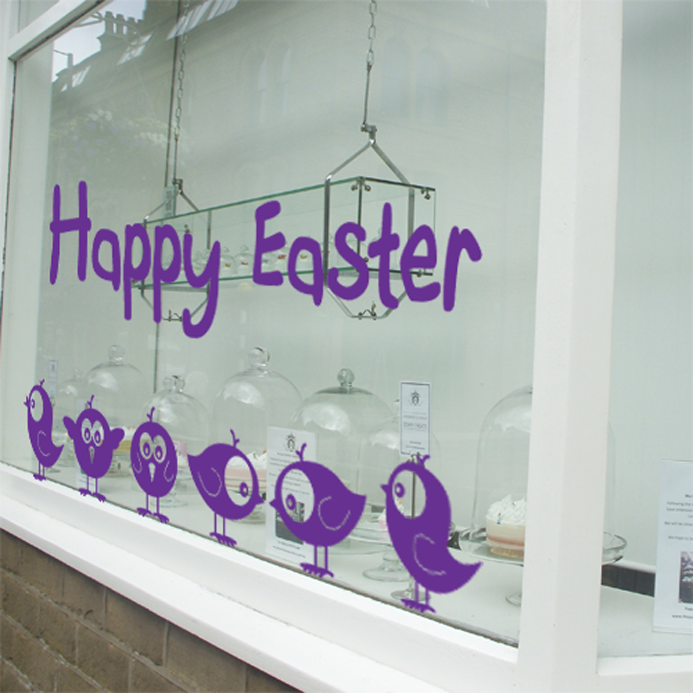 Happy Easter Birds Vinyl Window Wall Decor Decals Stickers Set Shop Display A149