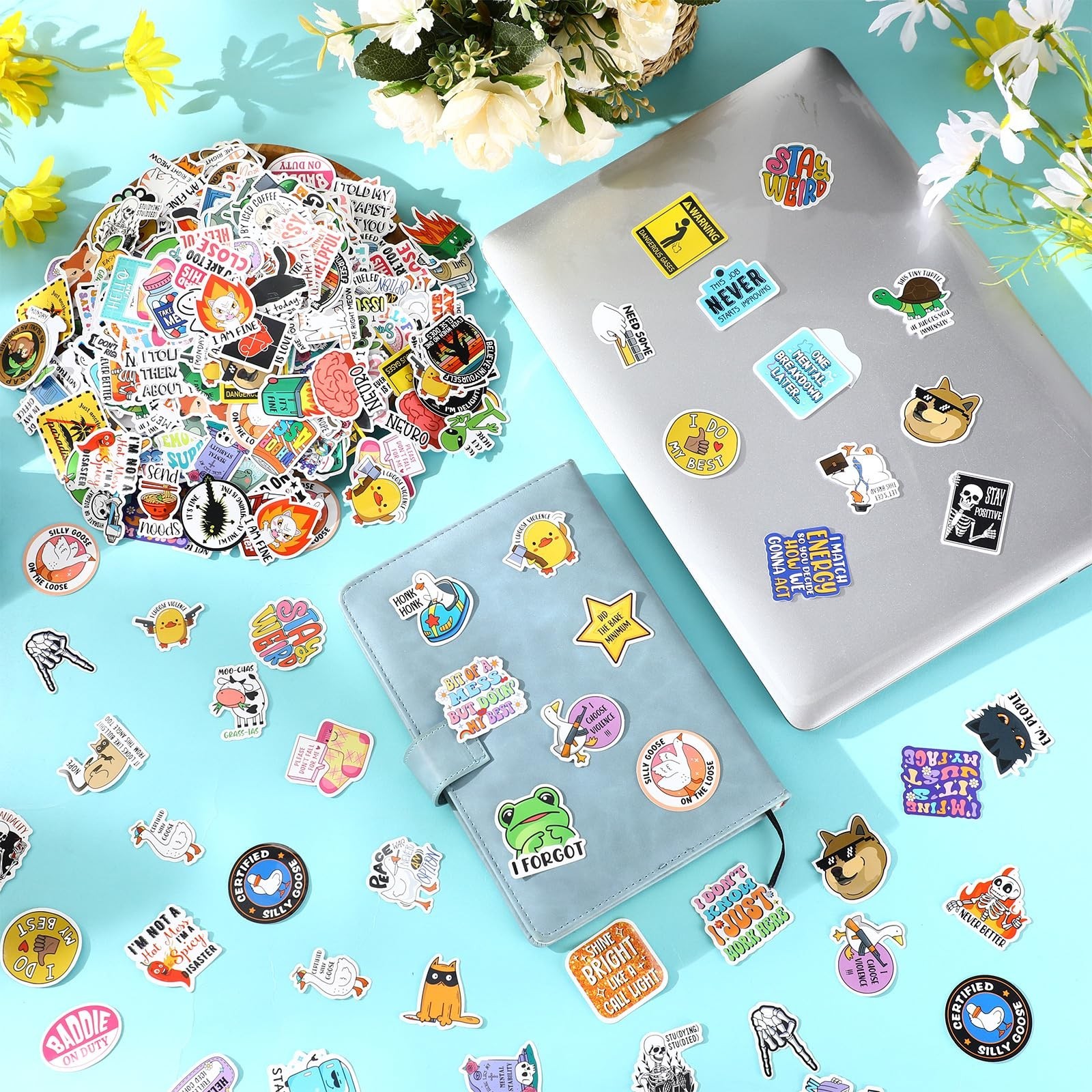 600 Pcs Funny Sarcastic Meme Stickers – Waterproof Decals for Laptops, Water Bot