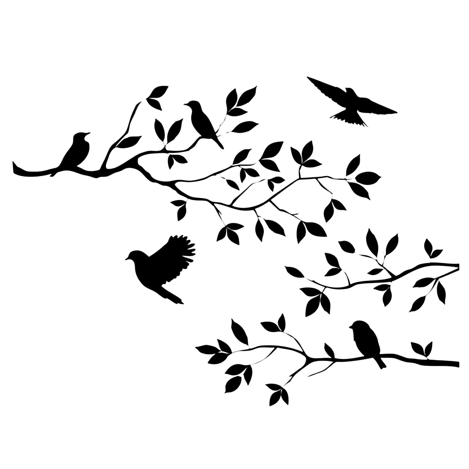 Bird Tree Branch Wall Sticker Decal Black Vinyl Wall Art Decor Peel and Stick…