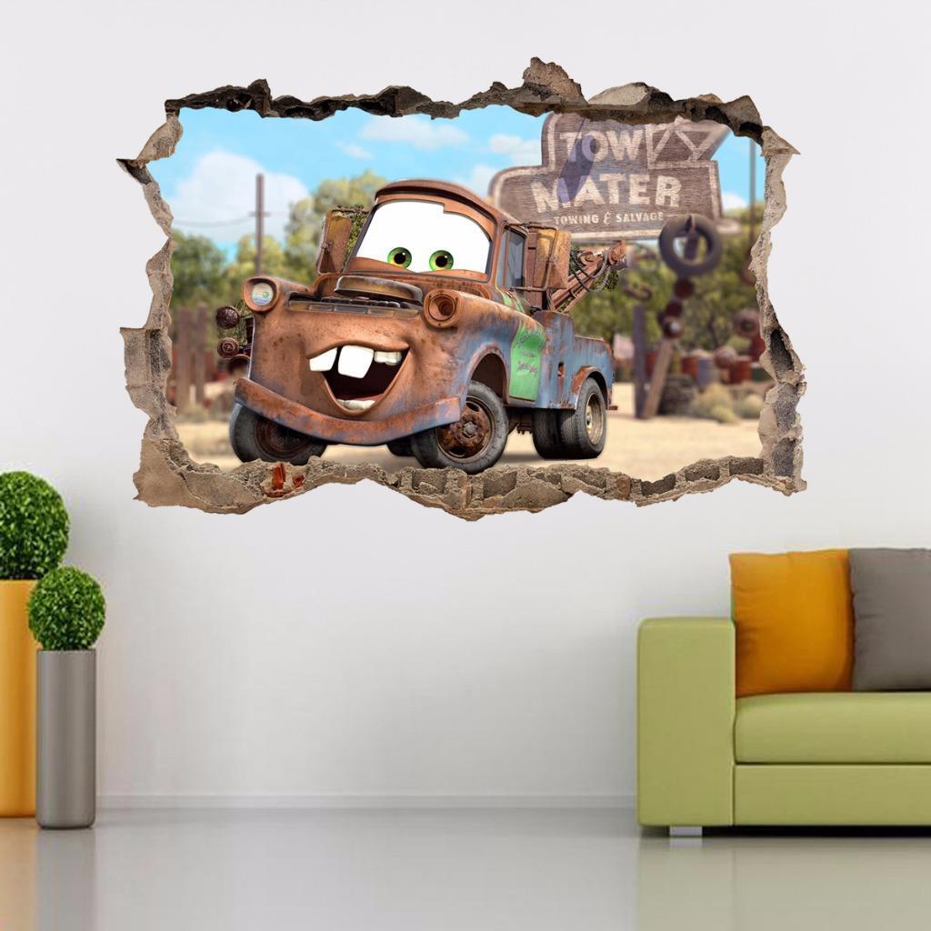 Tow Mater Disney Cars Movie Mcqueen Smashed Wall Decal Wall Sticker Art H953