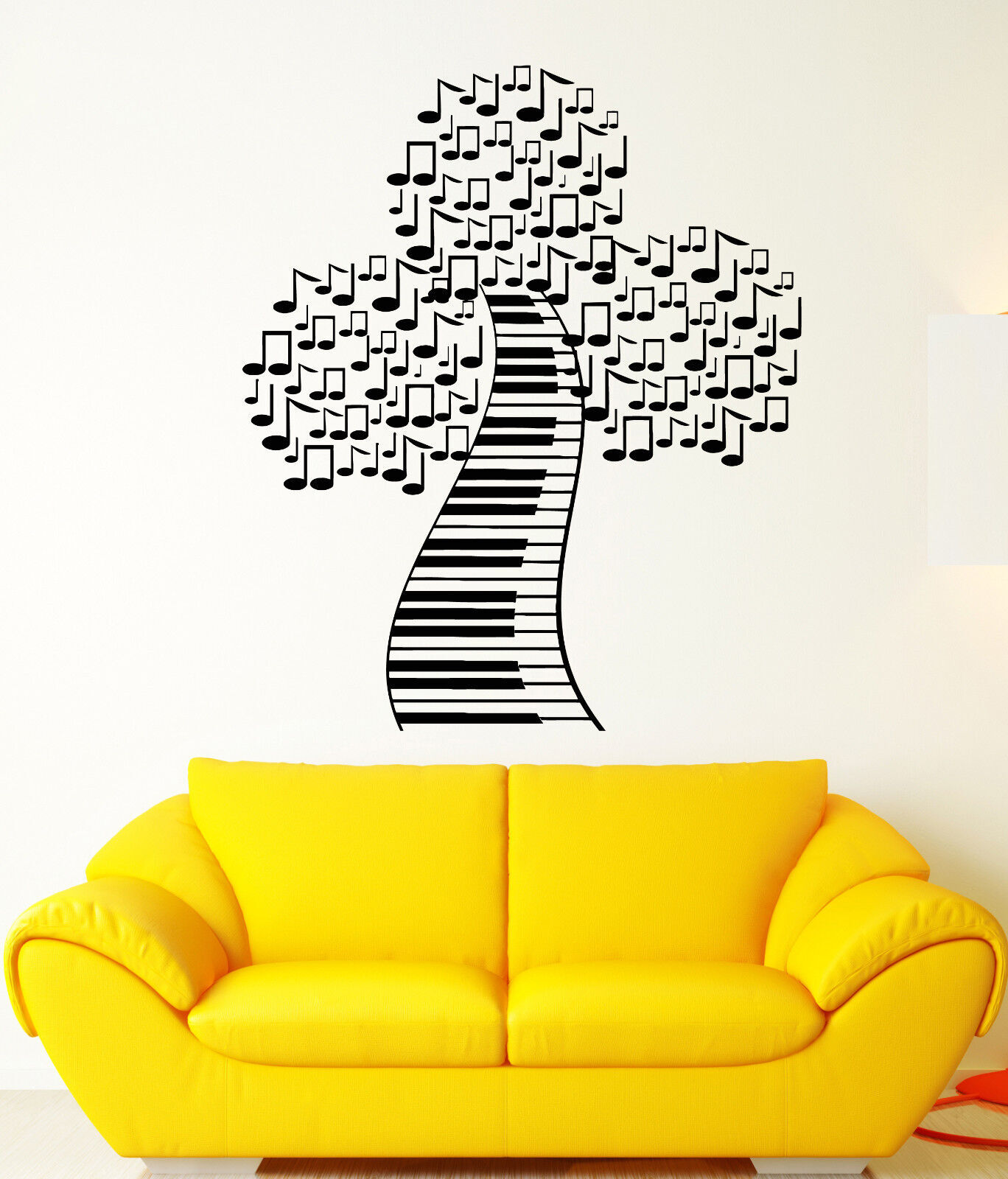 Vinyl Wall Decal Piano Keys Pianoforte Notes Tree Music Style Stickers (1664ig)