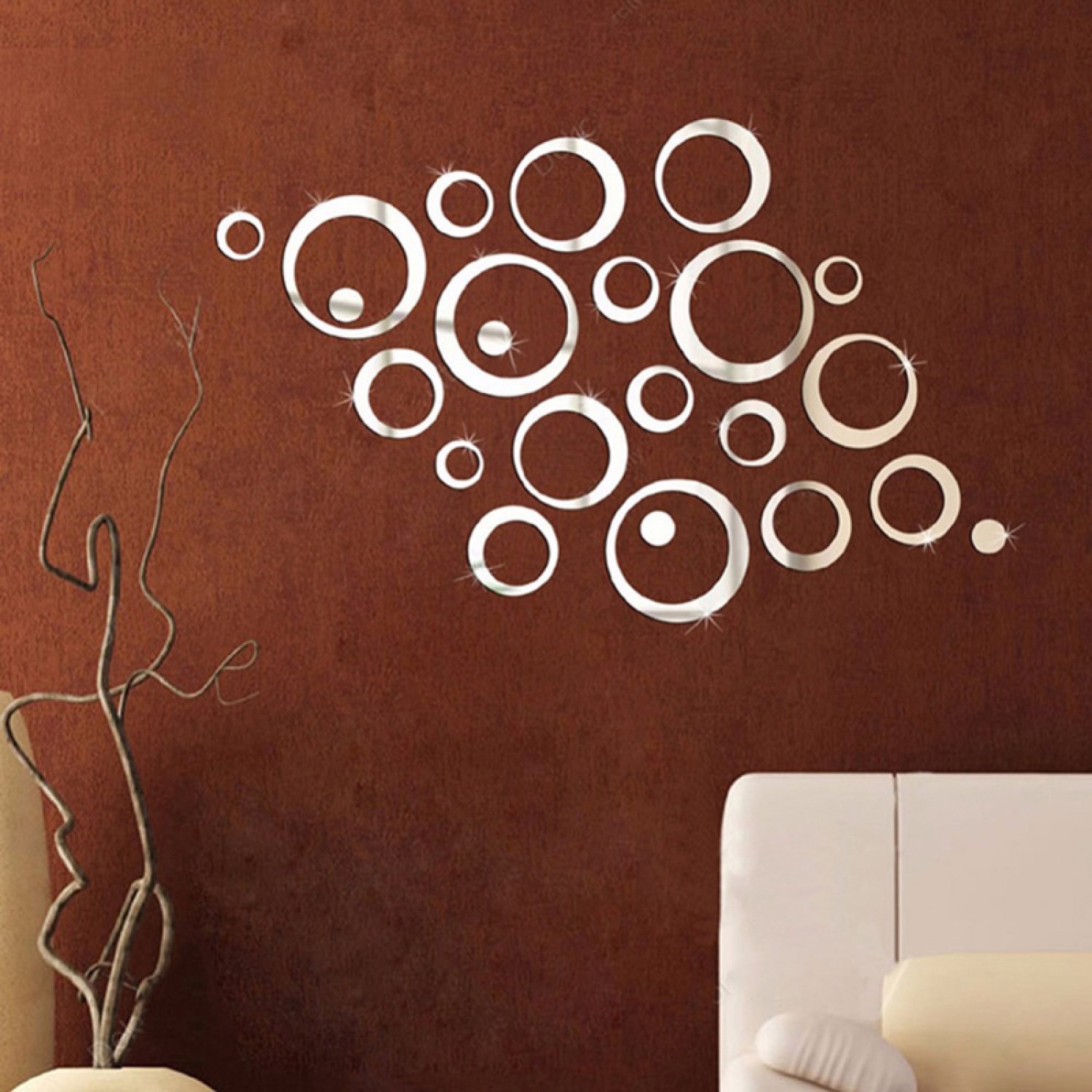 24pcs 3D DIY Circles Wall Sticker Home Decoration Mirror Wall Stickers Room Deco
