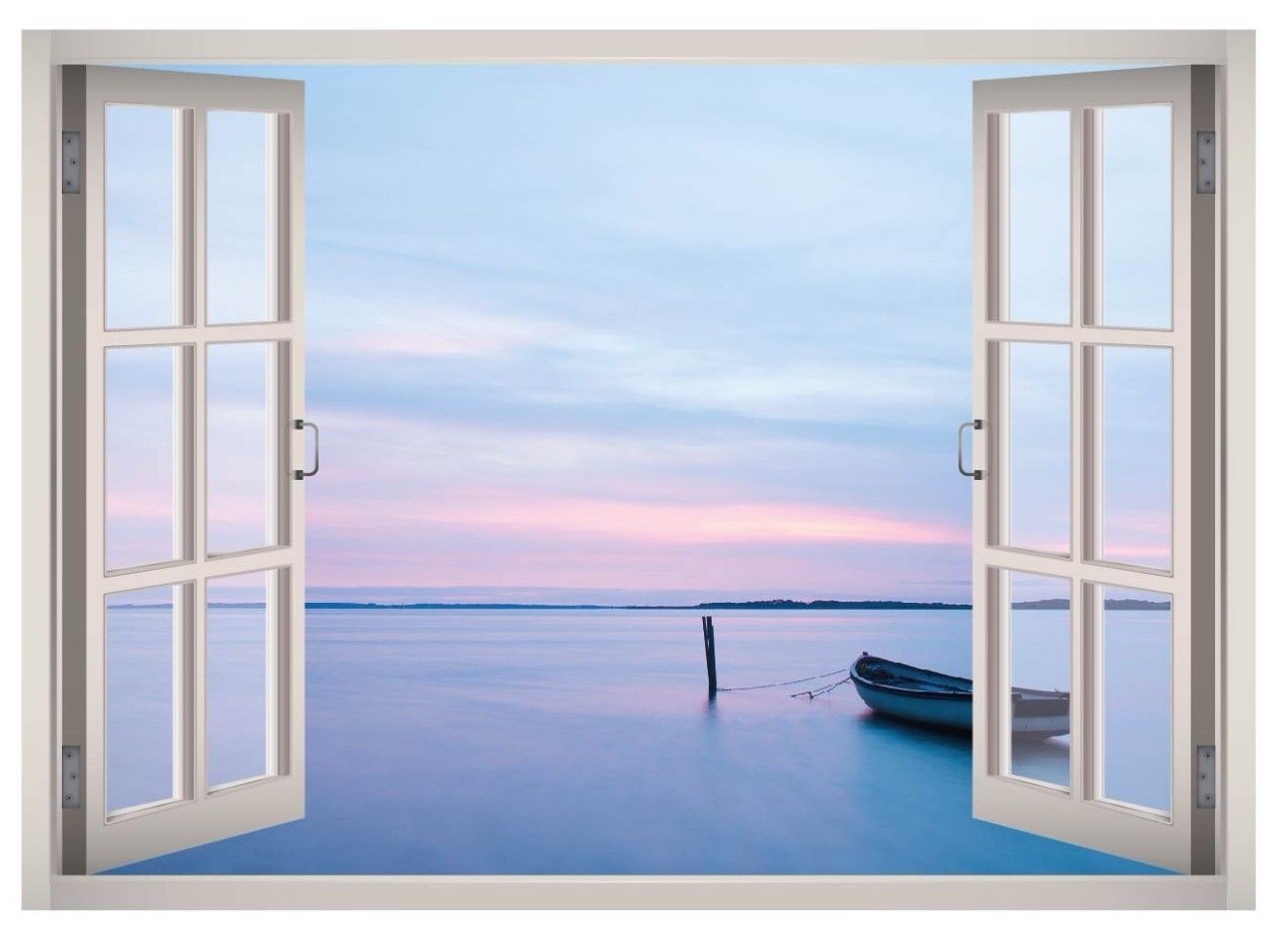 Sky Panorama Ocean Boat Window 3D Wall Decal Art Mural Decor Canvas Vinyl W93