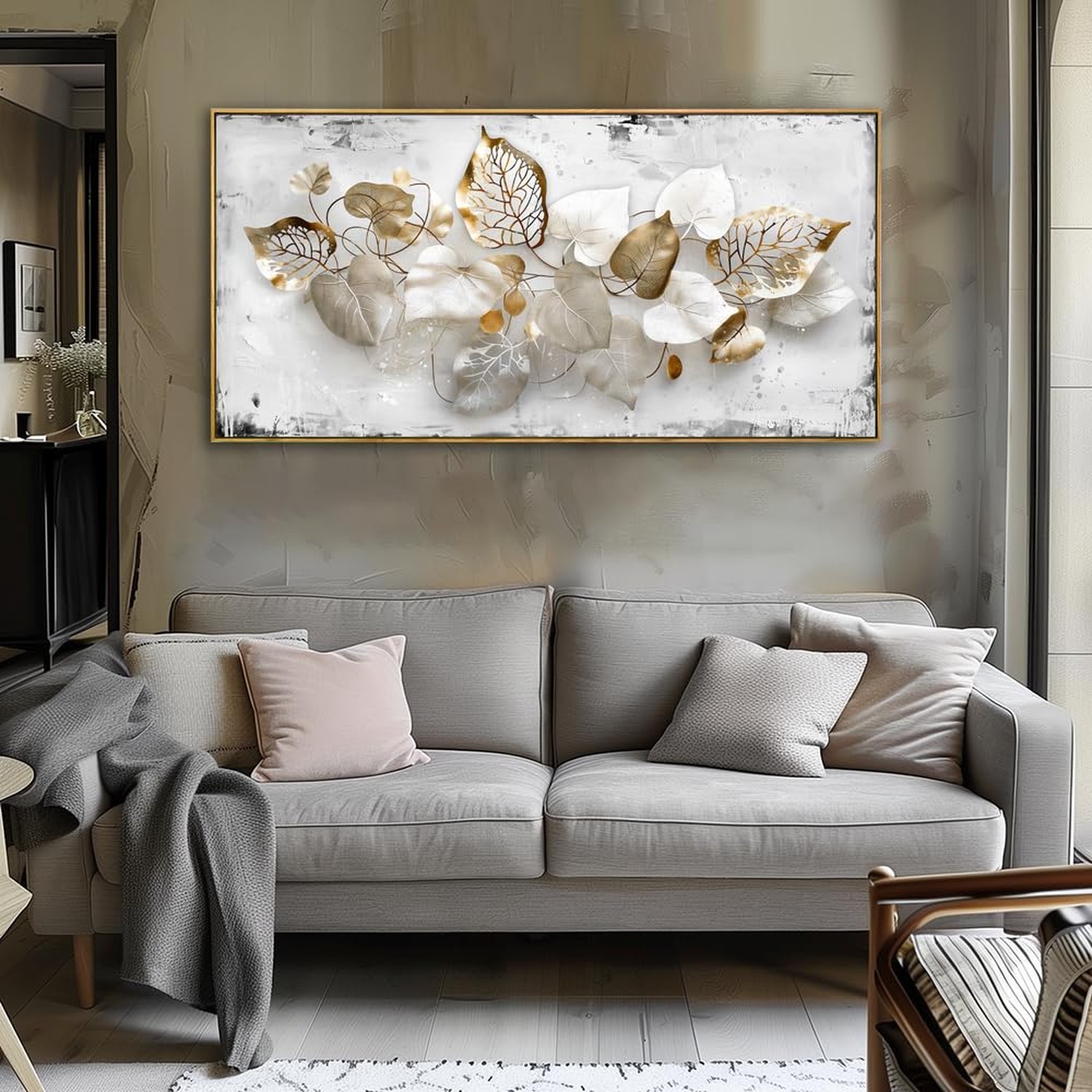 Wall Art Leaf Modern Botanical Artwork Canvas Painting for Living Room Bedroo…