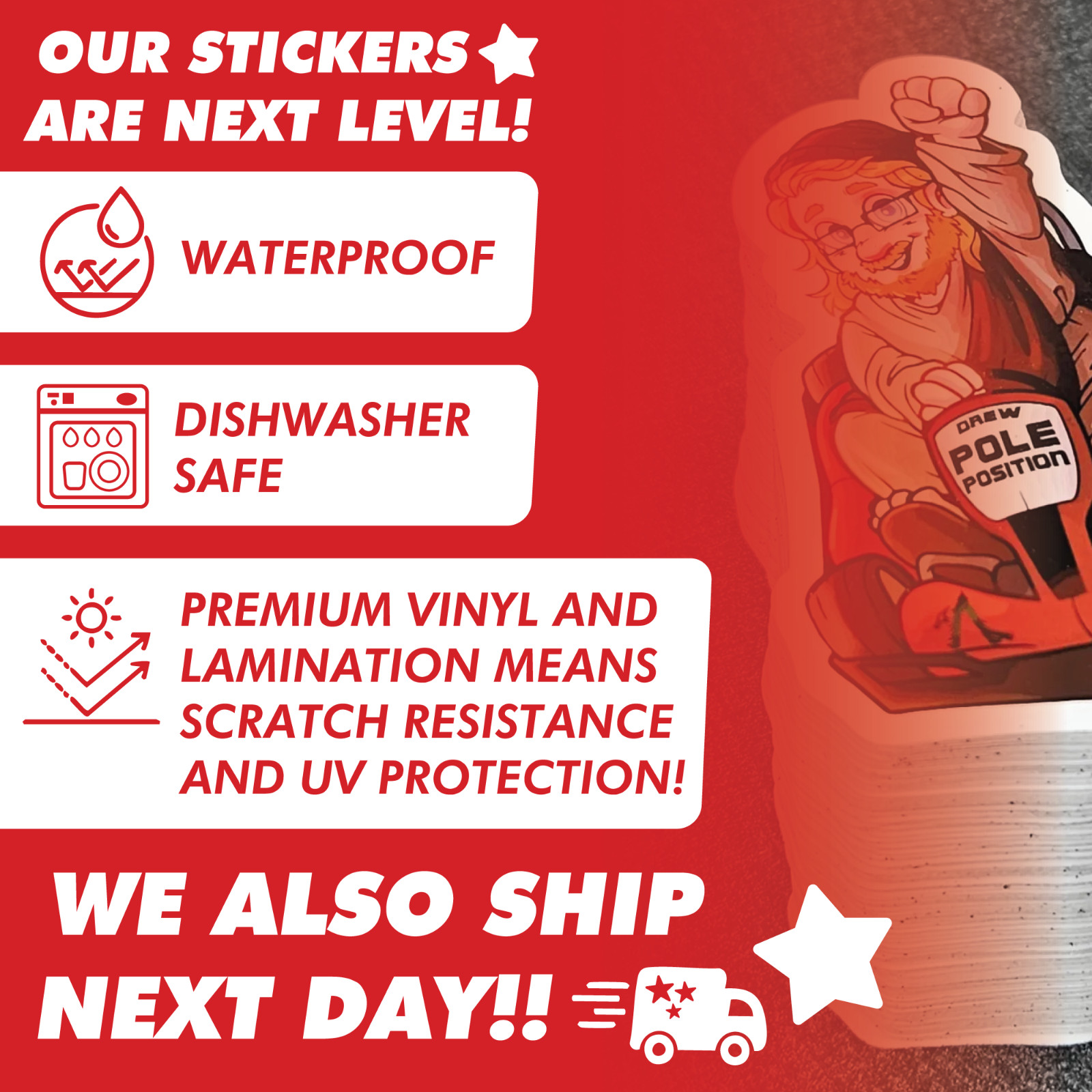 Custom Vinyl Stickers – Print and Cut Any Design and Shape – Scratch Resistant,