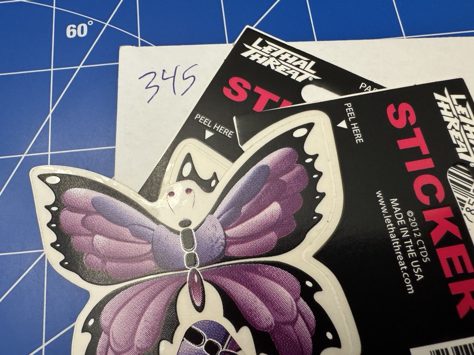 Purple Butterfly Colorful Vinyl Art Sticker Lot 2 USA MADE 2012 Novelty