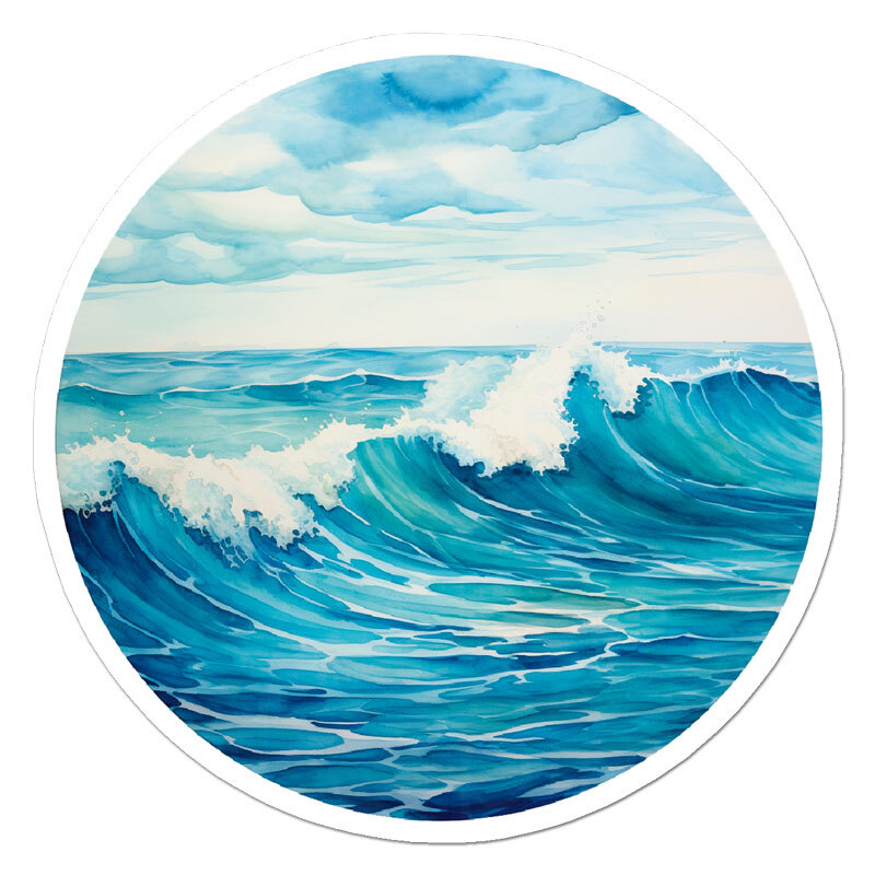 Ocean Surf Waves, Vinyl Decal Sticker, Indoor Outdoor, 3 Sizes, #11814