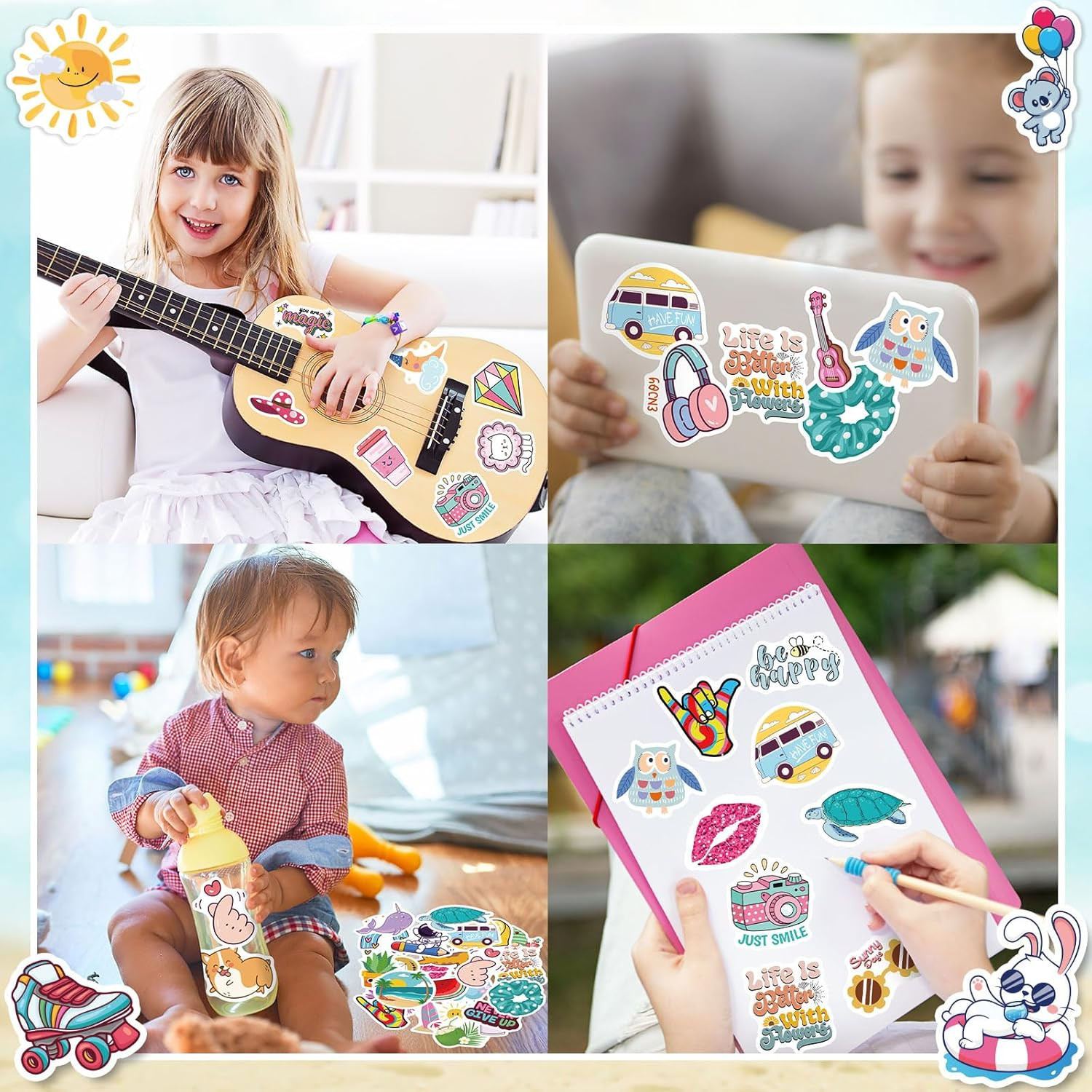 200 PCS Cute Stickers for Kids,Water Bottle Sticker Pack for Teens Girls Boys,Wa