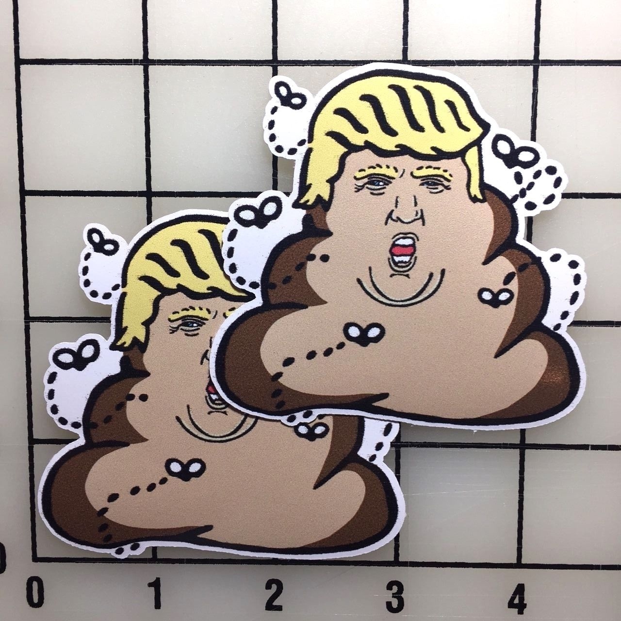 Donald Trump Poop Flys Emoji 3" Wide Color Vinyl Decal Sticker BOGO
