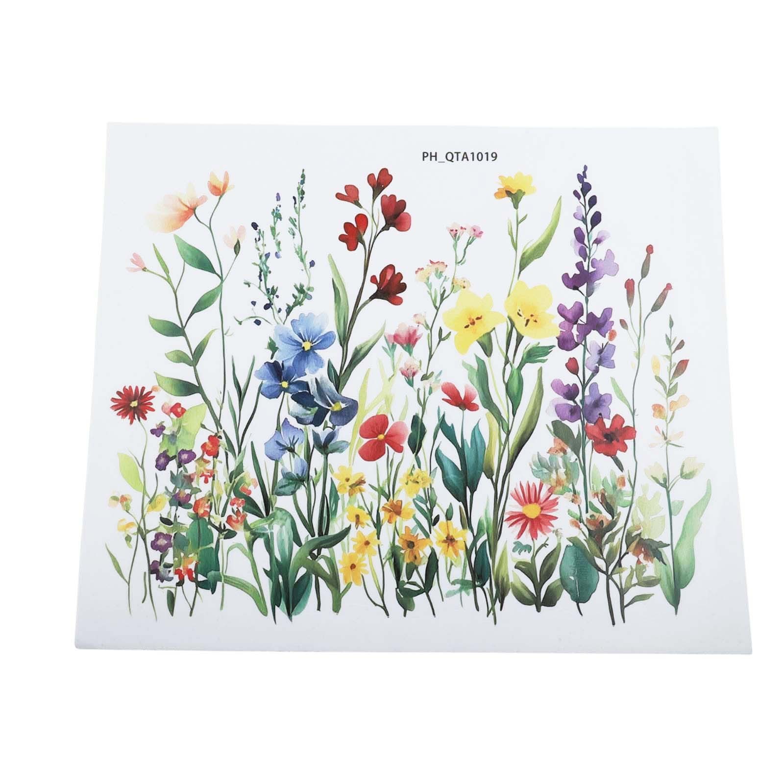 Decorative PVC Stickers for Toilet with Floral and Leaf Designs Set of 4