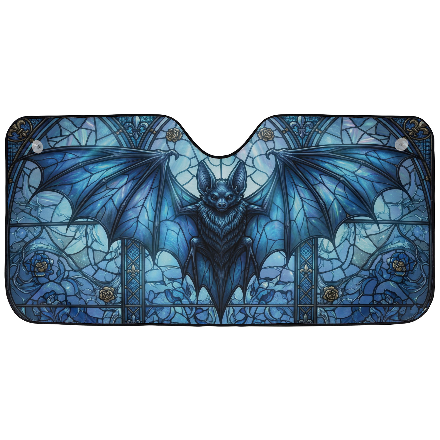 Gothic Blue Bat Car Sunshade Mystical Night Bat Windshield Sun Shade Car Truck