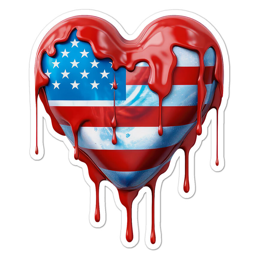 American Flag Heart USA, Vinyl Decal Sticker, Indoor Outdoor, 3 Sizes, #9284