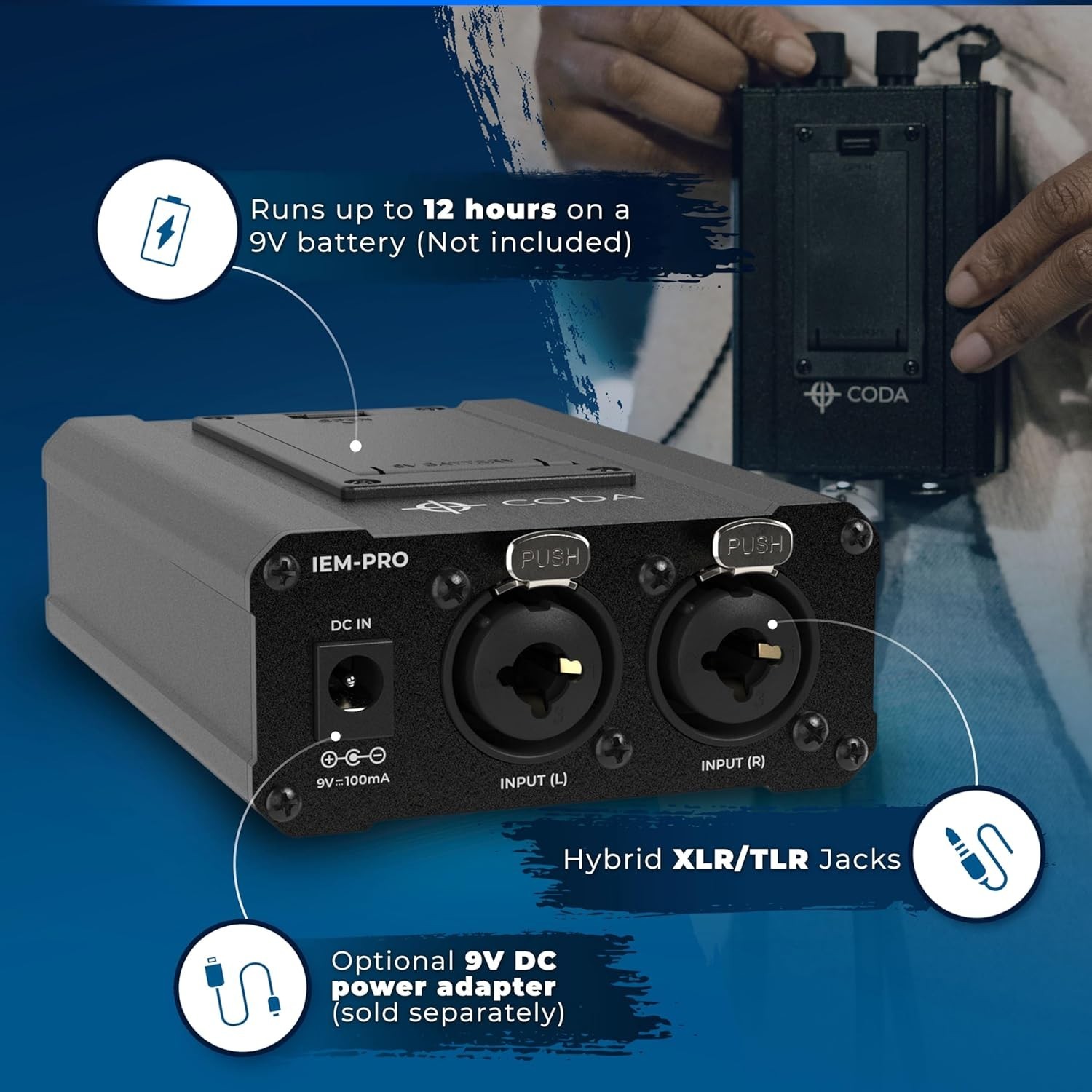 Coda Ultra-Compact Personal in Ear Monitor Amplifier – Double Channel Headpho…