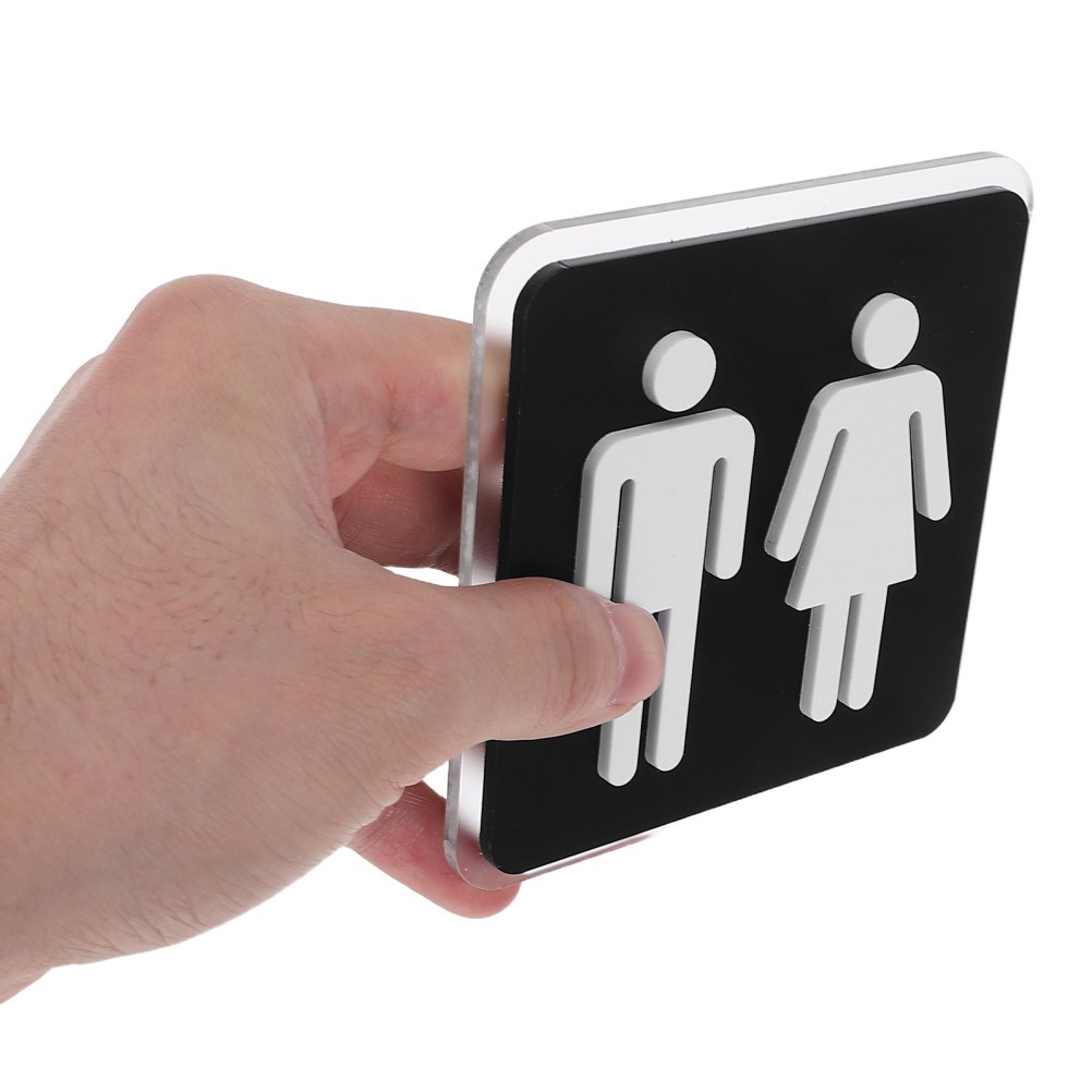 Restroom Sign Label: 3.94 X 3.94 Inches Unisex Self Adhesive Bathroom Sign,