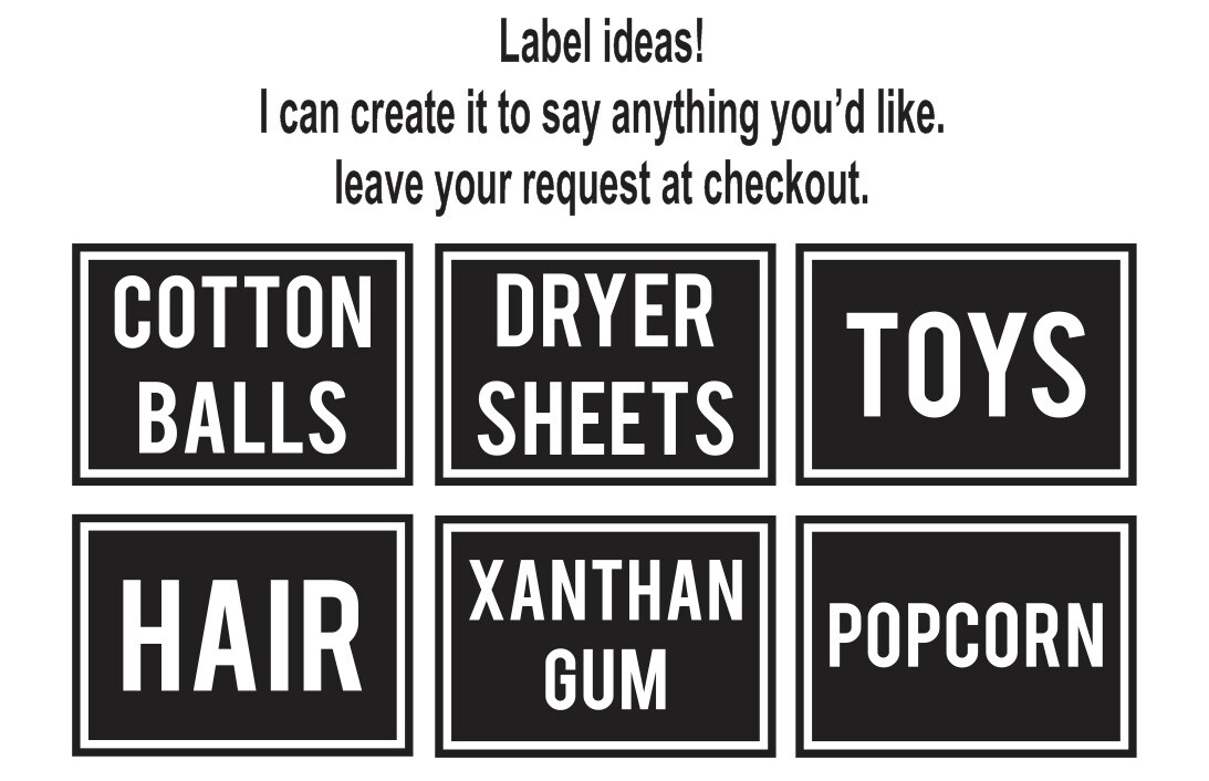 Kitchen Bathroom Laundry Canister Pantry Organization Jar Vinyl Decal Labels