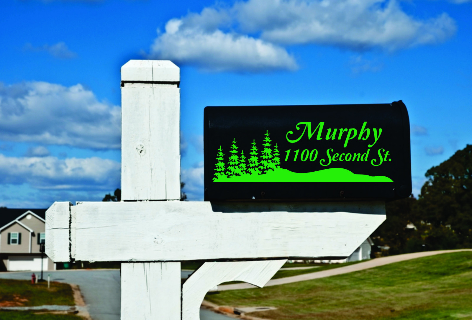 Forest Mailbox Vinyl Decal Personalized with Name and Street Address, Set of 2