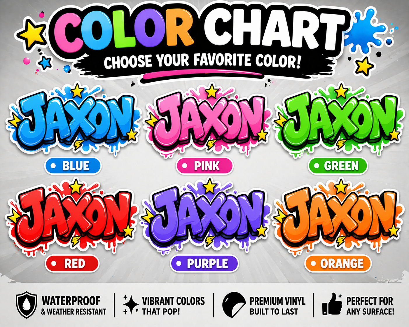 Custom Kids Name Sticker Graffiti Bubble Letters Personalized Vinyl Decal Water