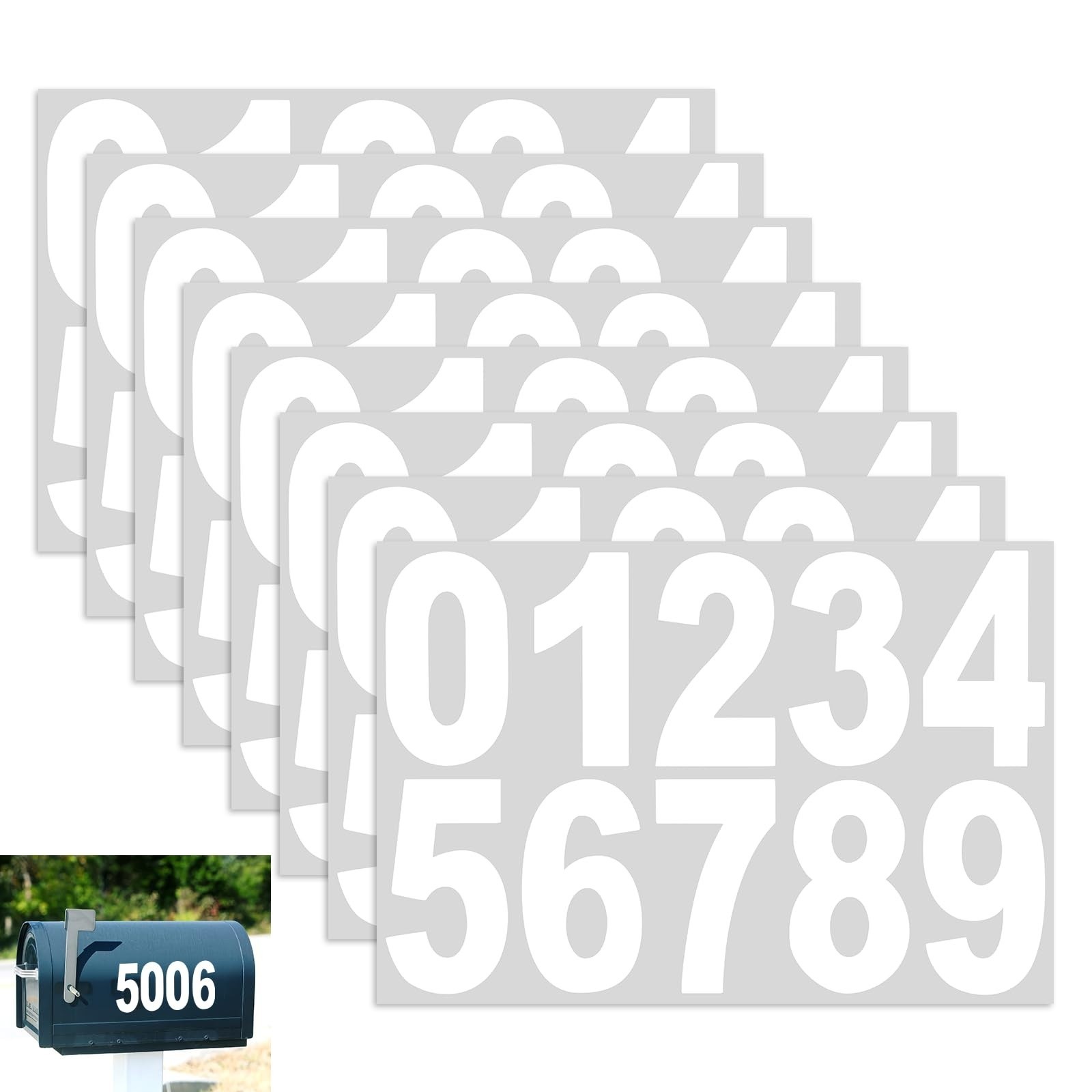 80 Pcs 3" Reflective Mailbox Numbers Stickers Vinyl Waterproof Address Decals