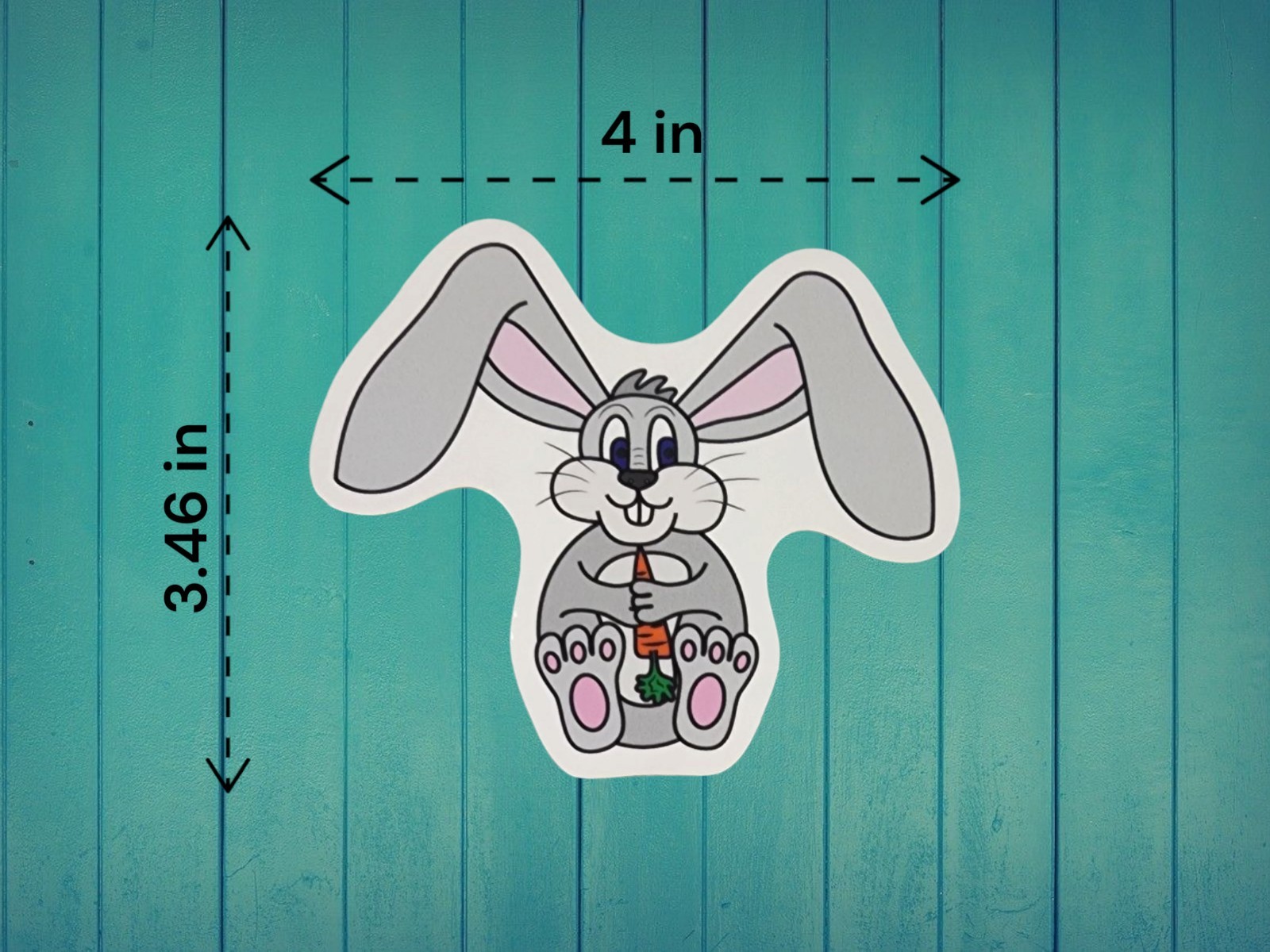 Cartoon Bunny, Glossy, Waterproof Sticker