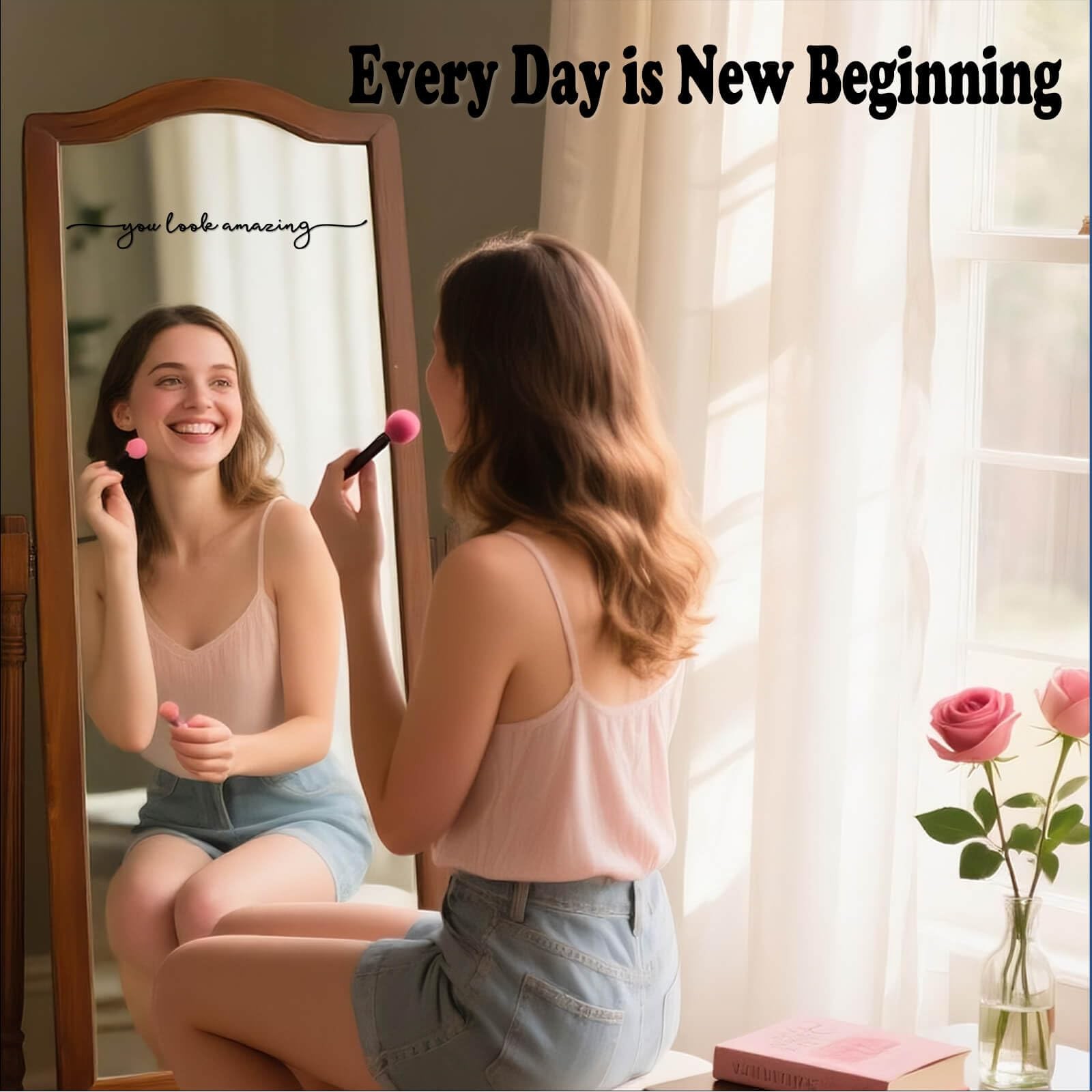 You Look Amazing Mirror Decal – 18 x 2.5 Inch Mirror Vinyl Slogan Wall Sticke…