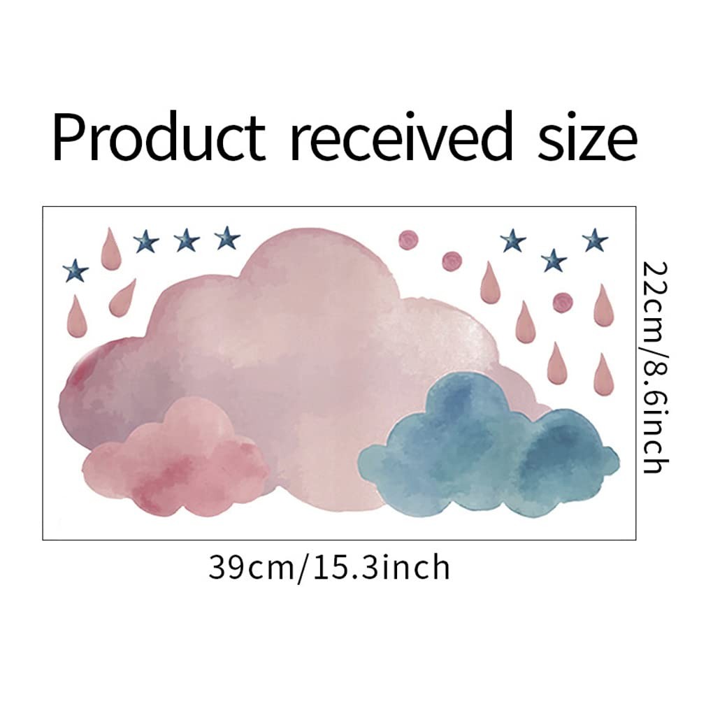 Boodecal Pink Watercolor Cloud Rain Drops Stars Kids Wall Stickers | Raining,…