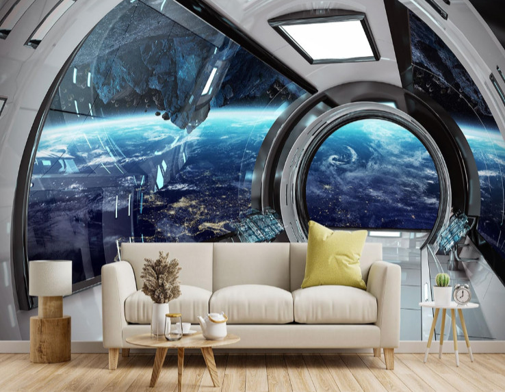 3D Capsule Space Fabric Wallpaper Living Room Bedroom Bathroom Boys Girls Ch…