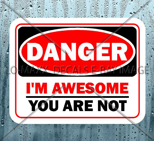 Danger I'm Awesome You Are Not Unique Funny Wacky Novelty Printed Vinyl Sticker