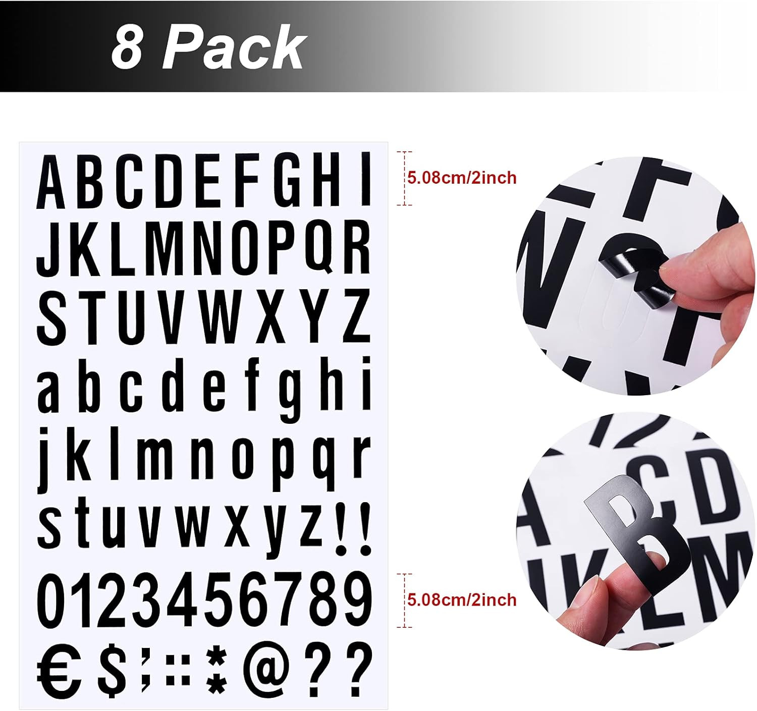 8 Sheets Self Adhesive Vinyl Letters Numbers Kit, Mailbox Numbers Sticker for Ma