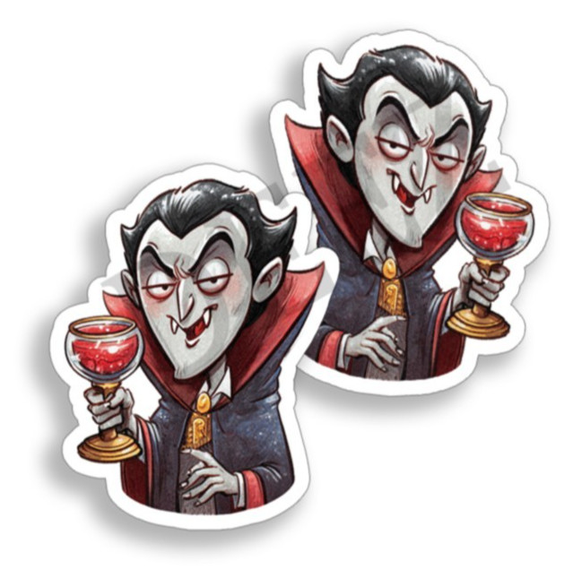 Halloween Stickers Creepy Dracula Vampire In / Outdoor Vinyl Decals – Set of 2