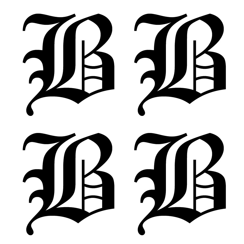 Old English B | Permanent Vinyl Transfer Decal | Set of 4