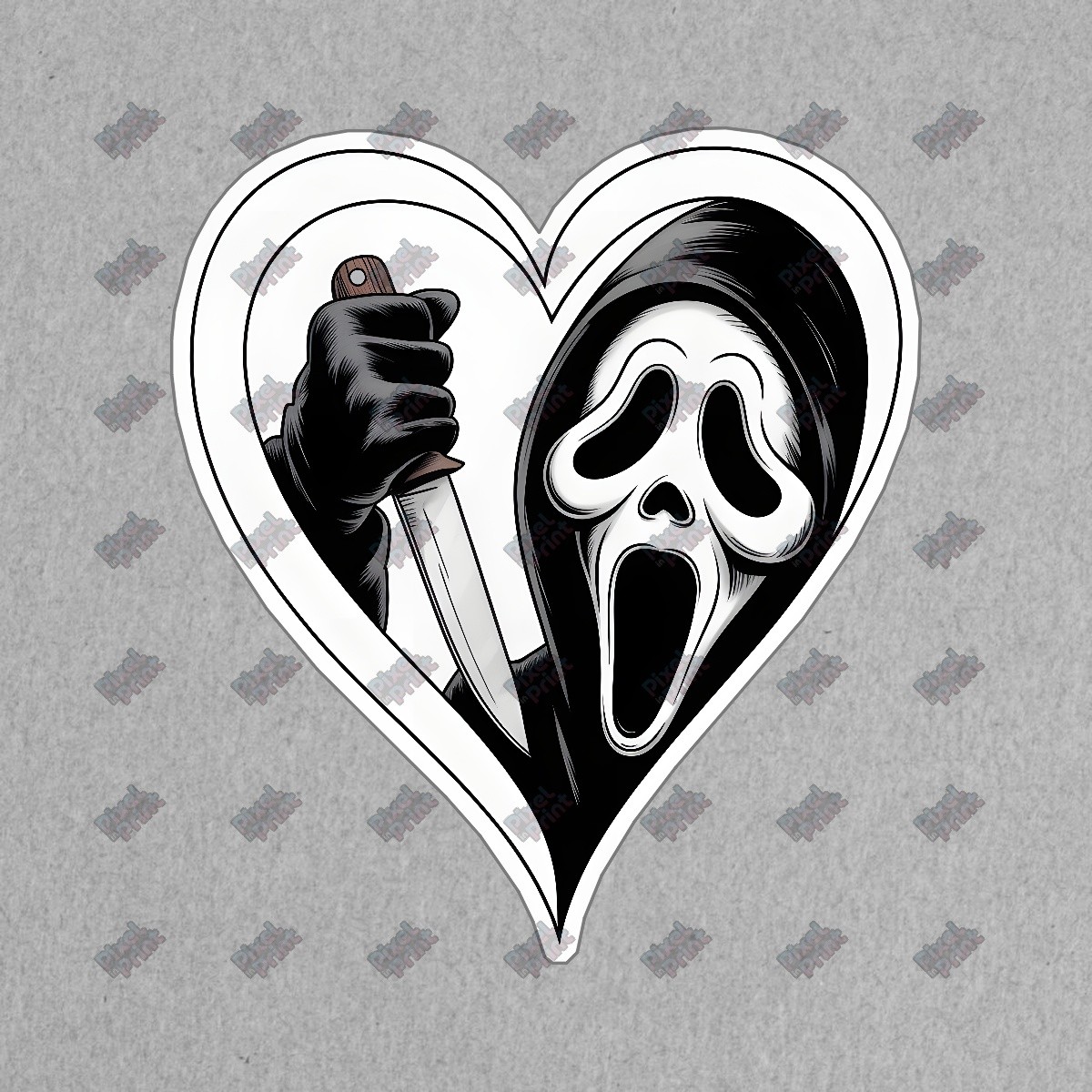 Ghostface Heart Sticker Horror Movie Fan Art Scream Inspired Decal #9041