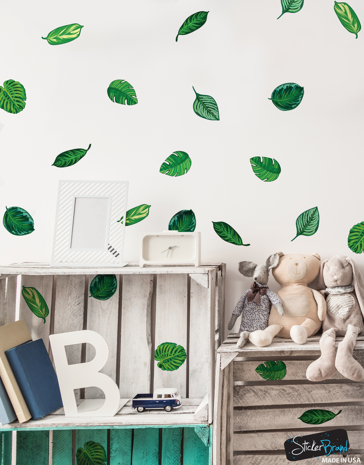Tropical Plant Leaves Wall Decal, Hawaiian Party Beach Theme Decor. #6094