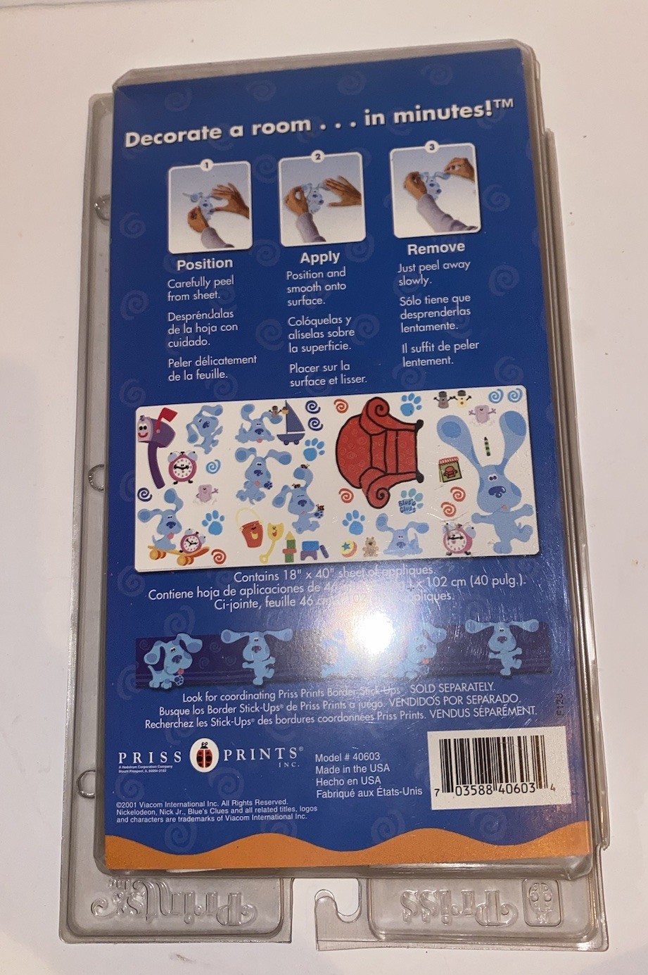 Nickelodeon Blue’s Clues Jumbo Stick-Ups Removable Wall Decal Stickers Vintage