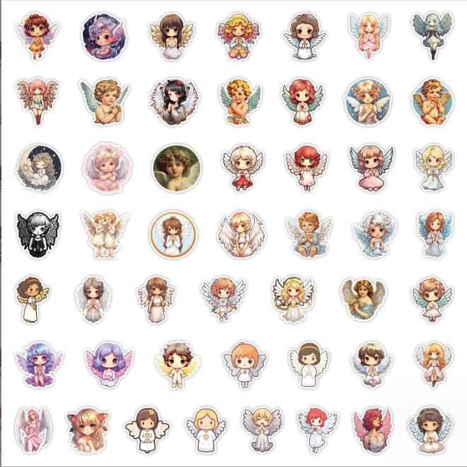 50 Pcs Stickers Cute Angels Laptop Luggage Graffiti Fridge Phone Car Vinyl