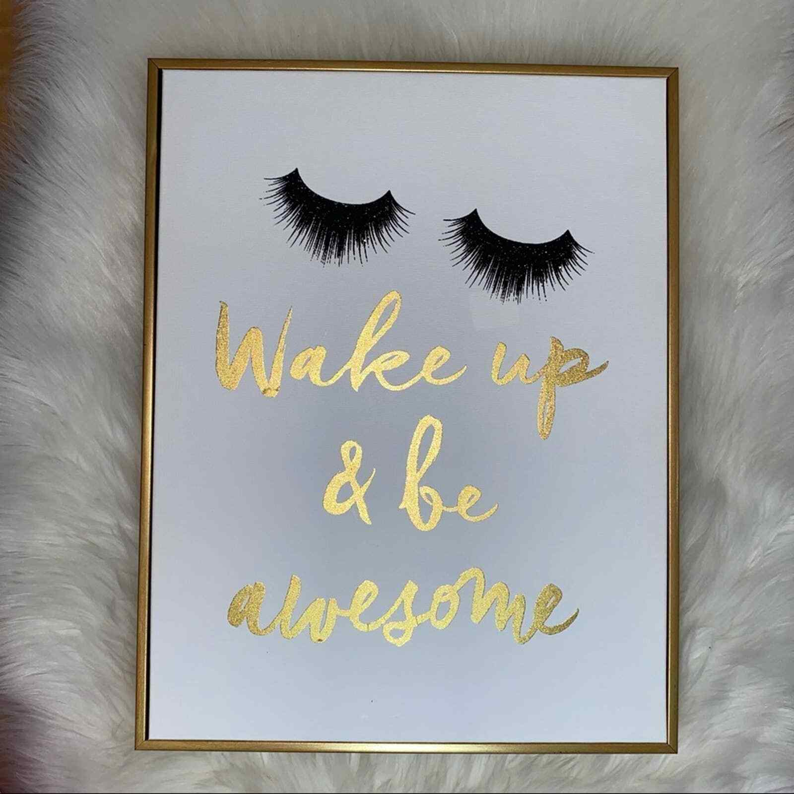 Colleen Karis Designs Wake Up & Be Awesome Canvas Glitter Printed Wall Art 16×20