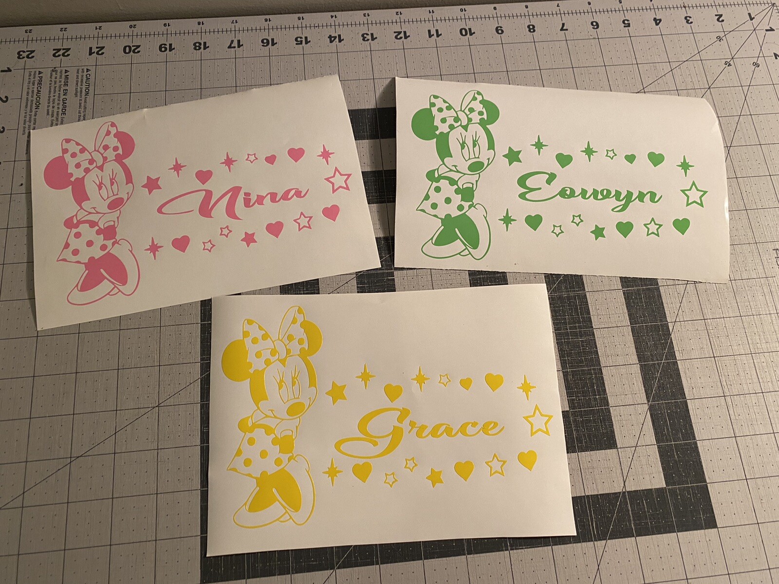 Vinyl Decal – Minnie Mouse (Customize with Name), Various Colors & Sizes
