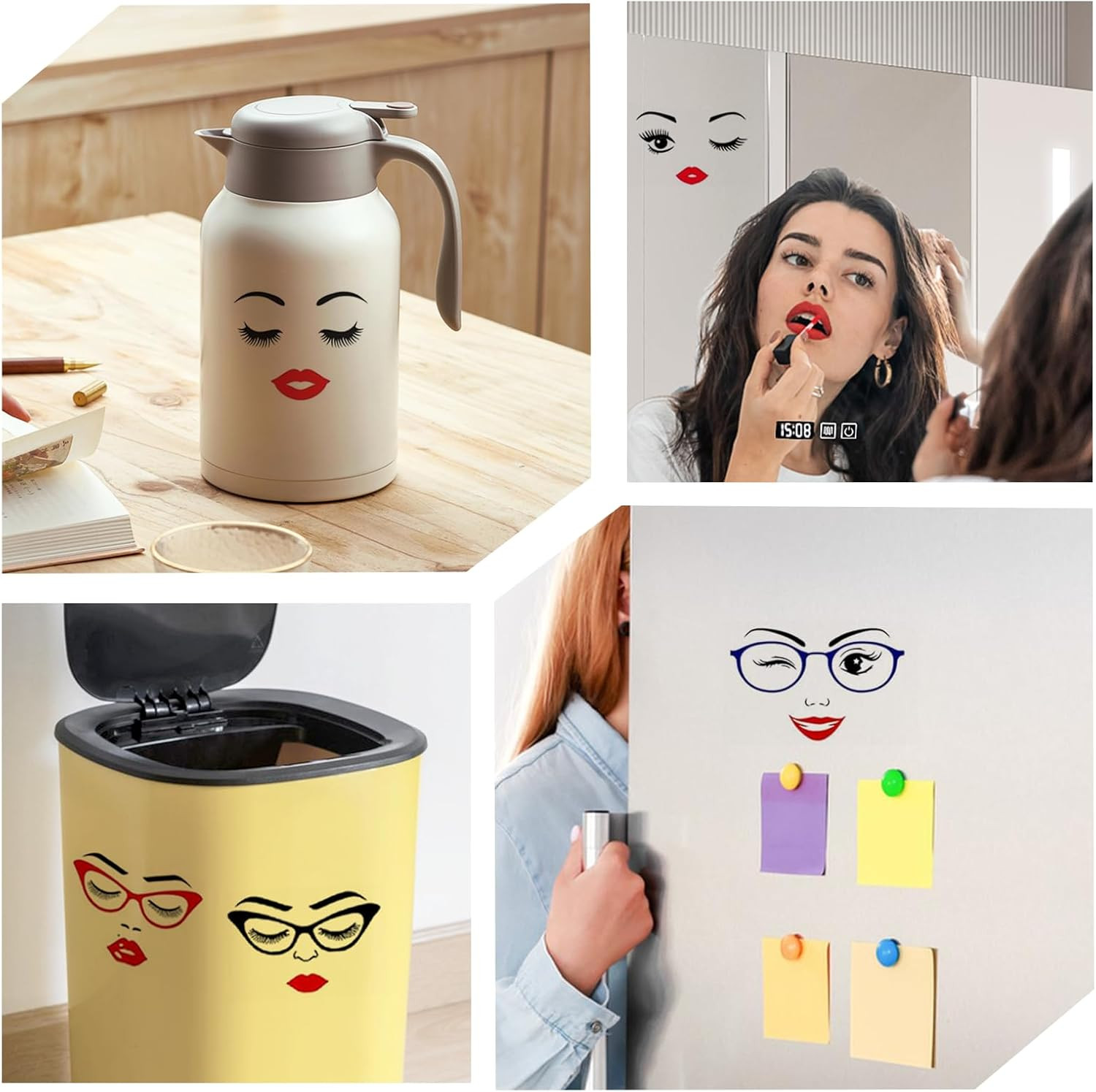 6 PCS Face Stickers for Women Featuring Lips Eyes Eyebrows Nose Mouth for DIY Cr