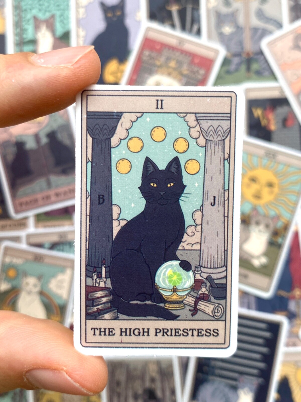 5-78 pcs Tarot Card Stickers, Retro Cat Zodiac Astrology Horoscope Laptop Decals