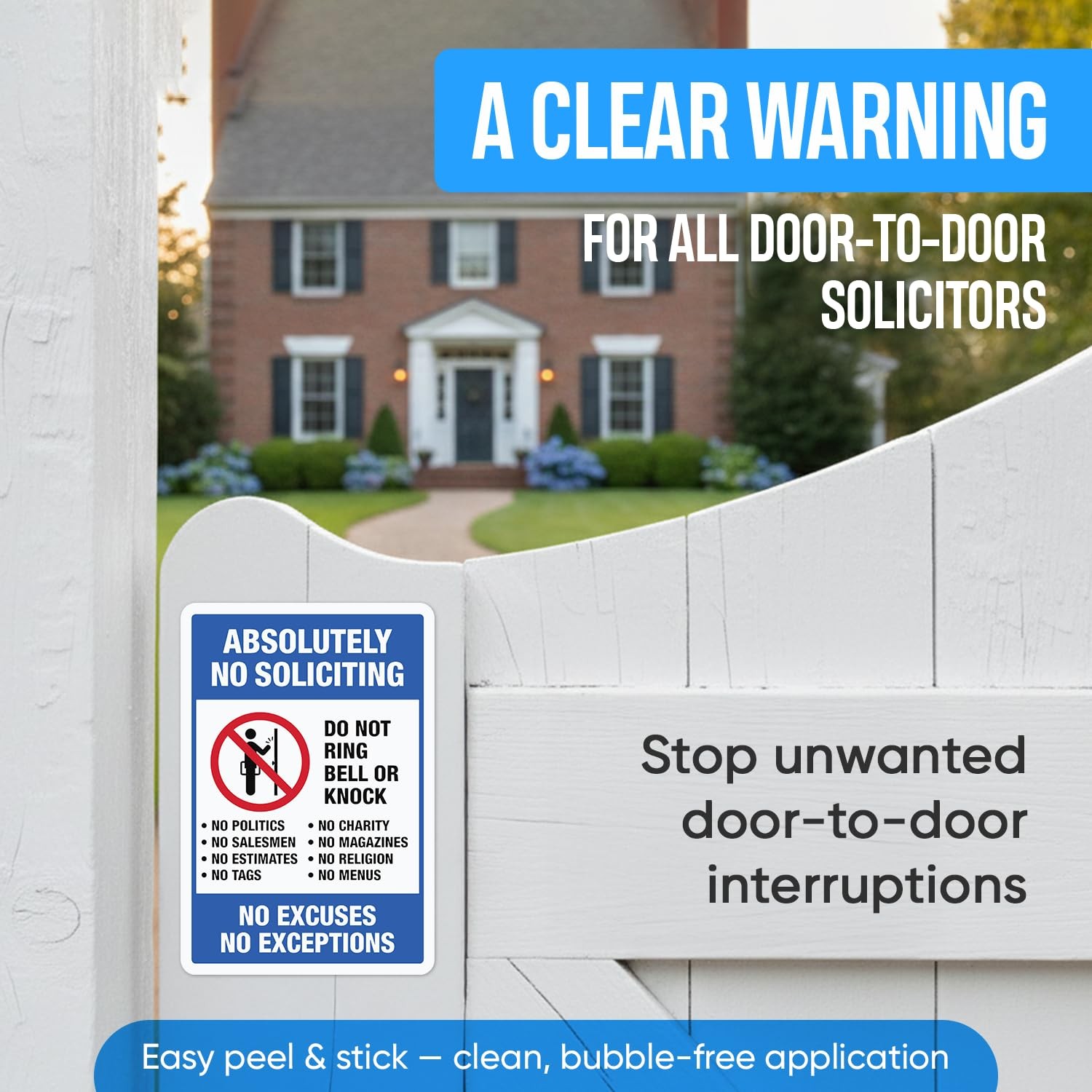 | Absolutely No Soliciting Stickers For Front Door – 3 Pcs (One 5.5" x 3.75",…