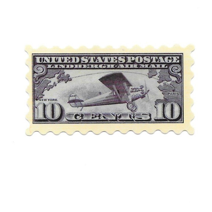 US Lindbergh Air Mail Postage Stamp Sticker Vintage Spirit of St Louis Pilot