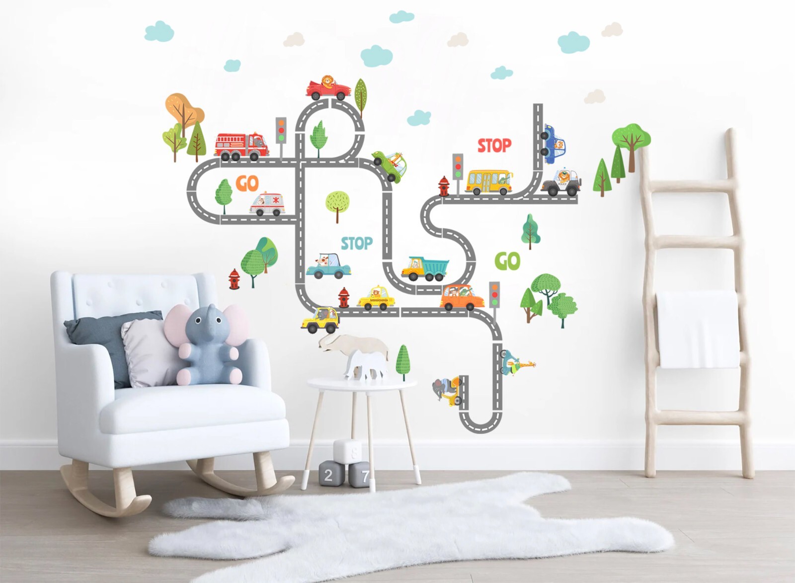 Transportation Vehicles Fire Truck Ambulance Bus Removable Nursery Wall Decal