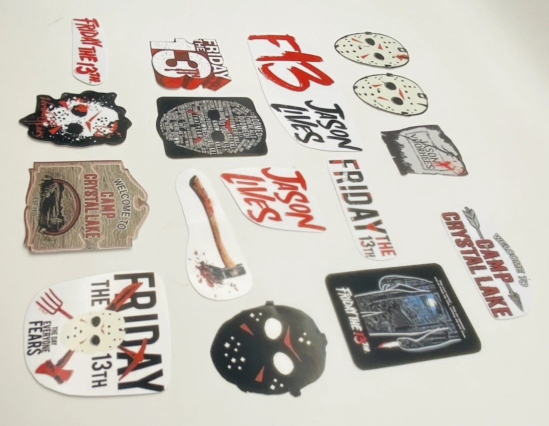 Friday The 13th Jason 16 Pack Waterproof Sticker Bulk Laptop phone Xbox Decal