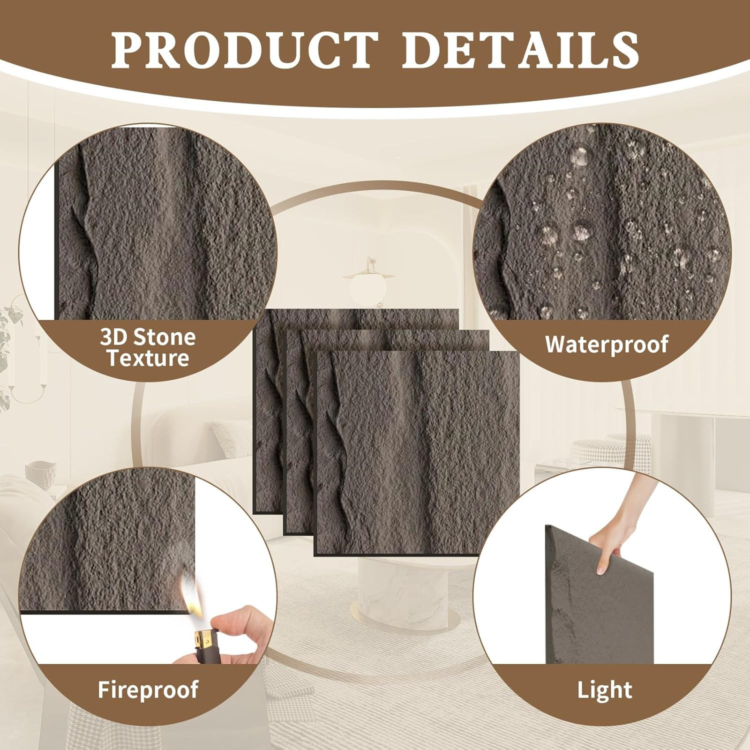 8 PCS 3D Faux Stone Wall Panels for Stunning DIY Home Decor