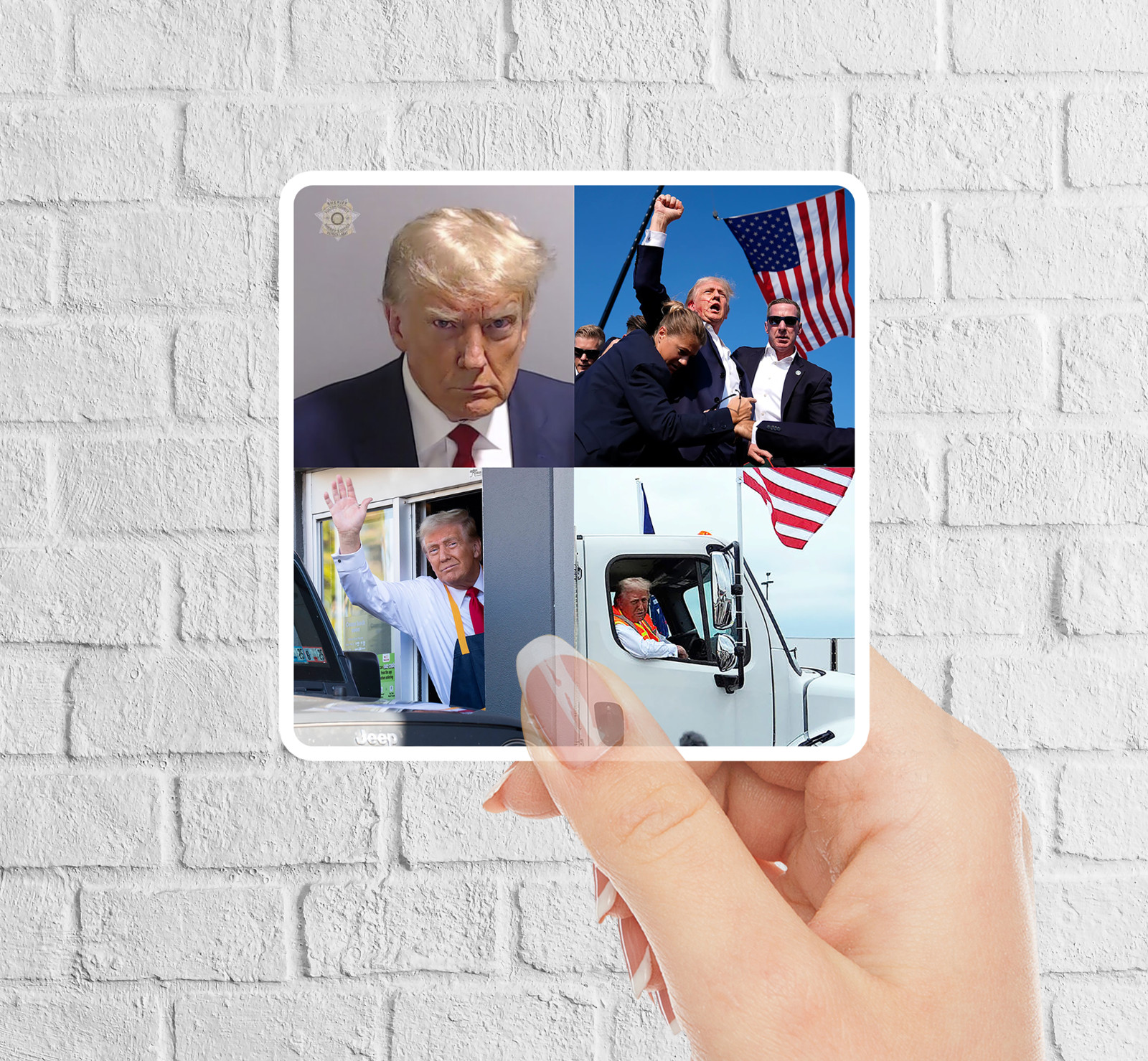 NEW- TRUMP 2024 Sticker – Felon – Garbage Truck – Fight Decal – 3.4 x 3.4 INCHES